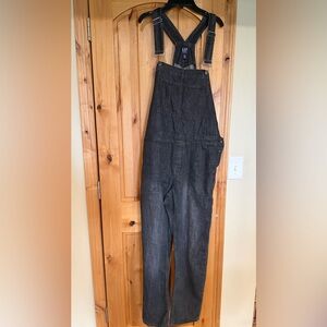 charcoal black denim overalls